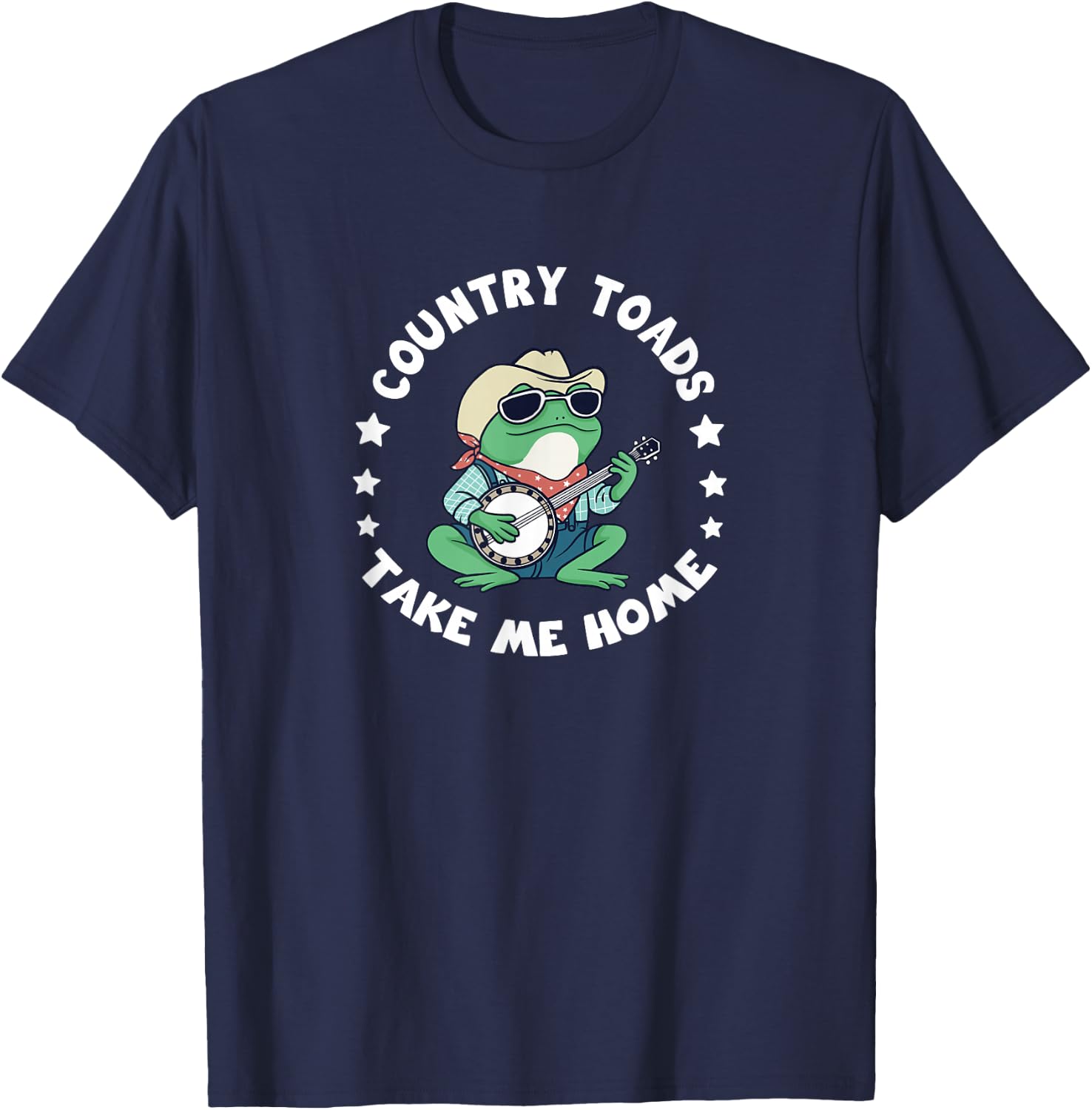 Country Toads Take Me Home, Cool Cowboy Toad Playing Music T-Shirt - T-Shirt | Navy