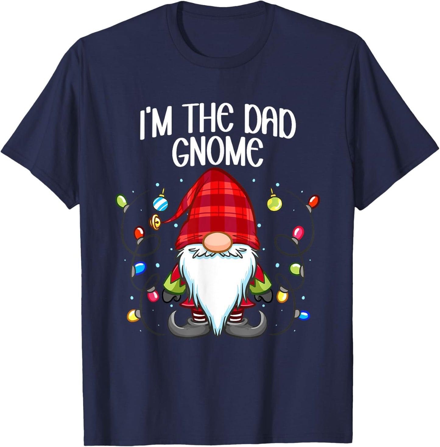 Gnome Shirt Men Dad Buffalo Plaid Christmas T-Shirt - T-Shirt | Navy