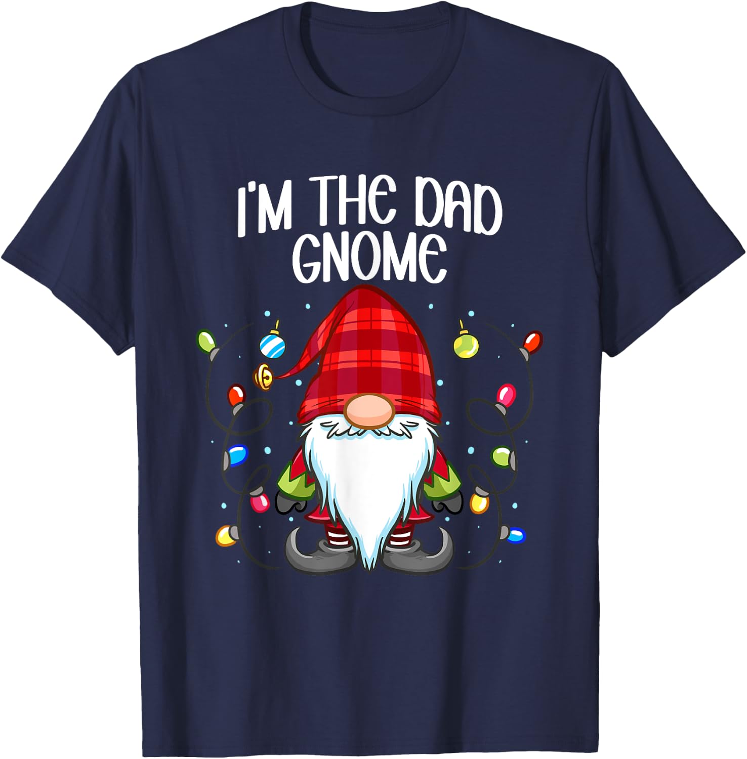 Gnome Shirt Men Dad Buffalo Plaid Christmas T-Shirt - T-Shirt | Navy