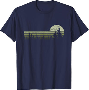 Wald Bäume Natur Wandern Naturliebhaber Vintage Classic Nature Wilderness Black Small EU Small M 16.5 Short Sleeve Women's Nature Friends Hikers T-Shirt - T-Shirt | Navy