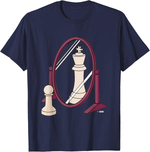 Funny Pawn King Reflection, Pawn King Chess Piece Reflection T-Shirt - T-Shirt | Navy