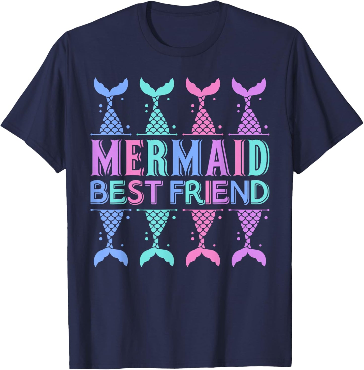 Mermaid Best Friend Mermaid Birthday Outfit Cute Mermaid T-Shirt - T-Shirt | Navy