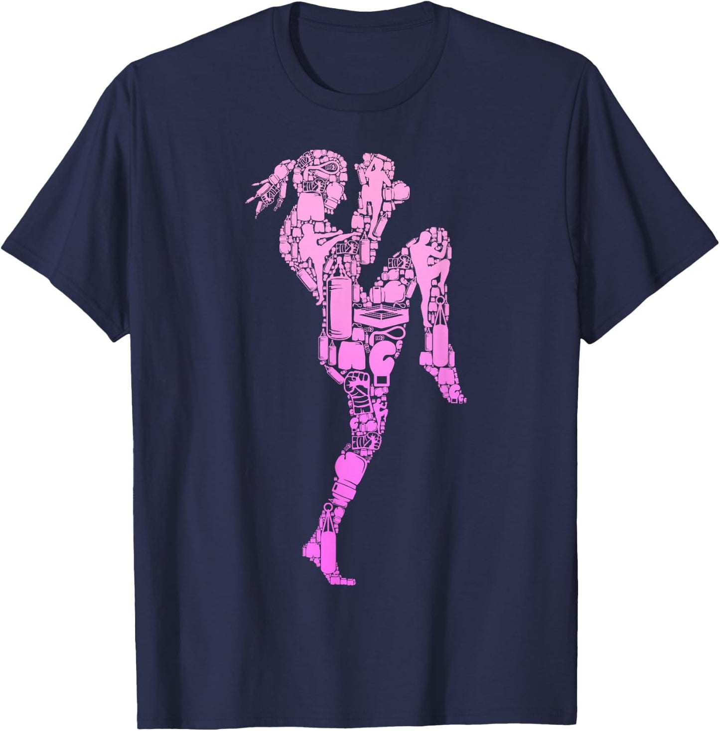 Muay Thai Thai Boxing Women Girls Kids , black, s T-Shirt - T-Shirt | Navy