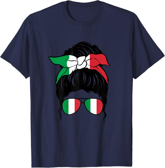 Italian Italian Flag Italian Girl Ragazza Italiana , Black, S T-Shirt - T-Shirt | Navy