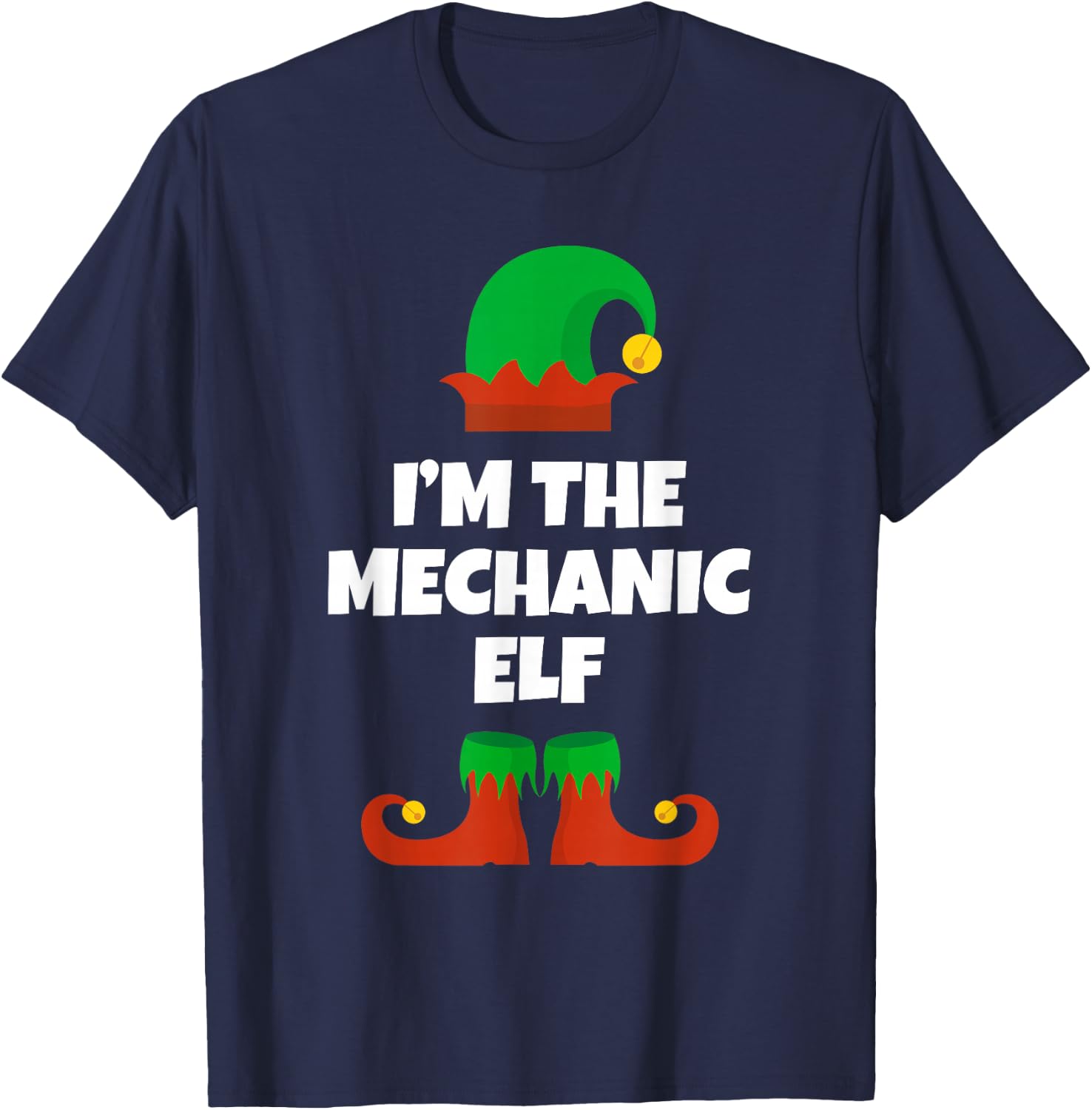 I'm The Mechanic Elf Family Pajama Christmas Funny T-Shirt - T-Shirt | Navy