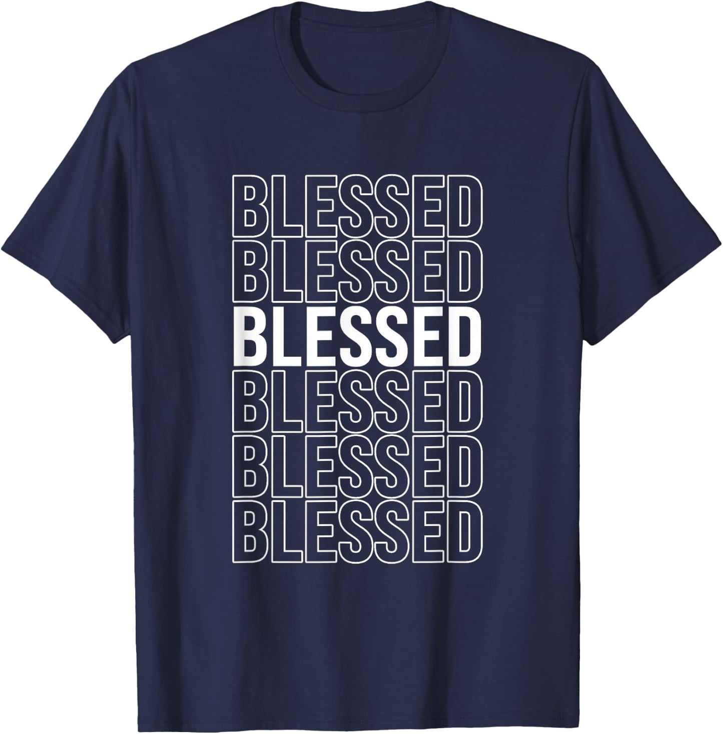 Black Blessed Black on Black Graphic T-Shirt - T-Shirt | Navy