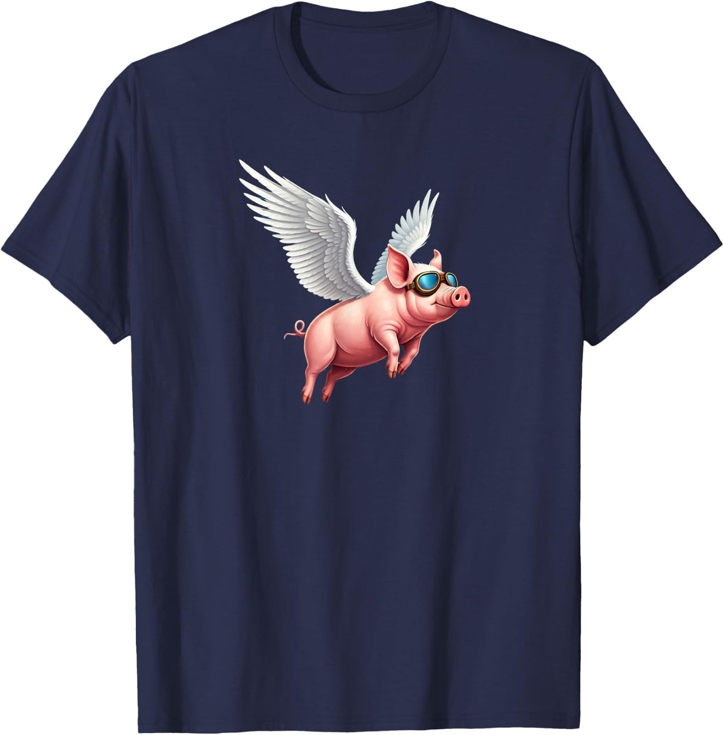 Pig flies with wings T-Shirt - T-Shirt | Navy