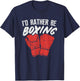 I'd Rather Be Boxing, Graphic Statement with Boxing Gloves T-Shirt - T-Shirt | Navy