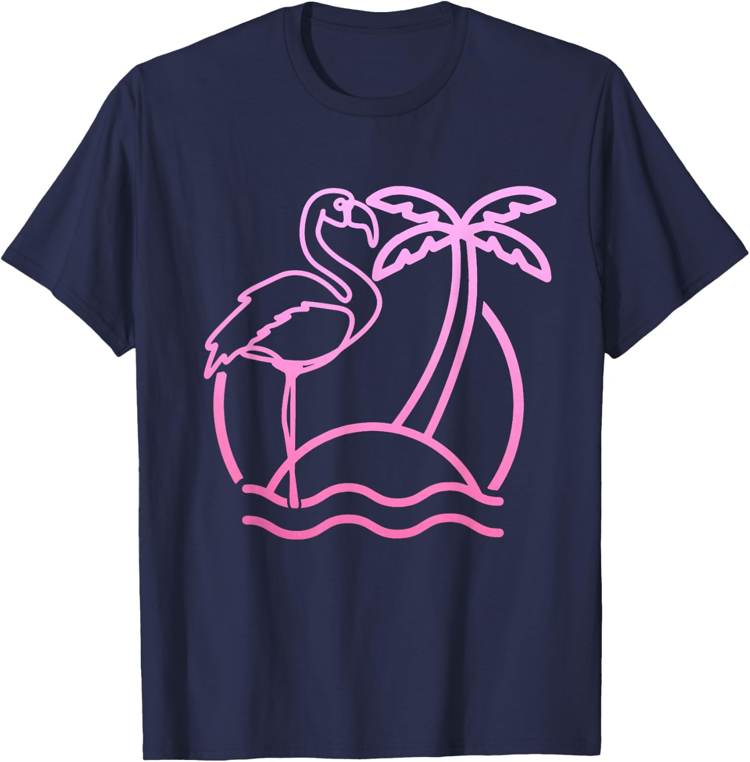 Flamingo Retro 80s Beach Vintage Party Miami Flamingo Lover T-Shirt - T-Shirt | Navy