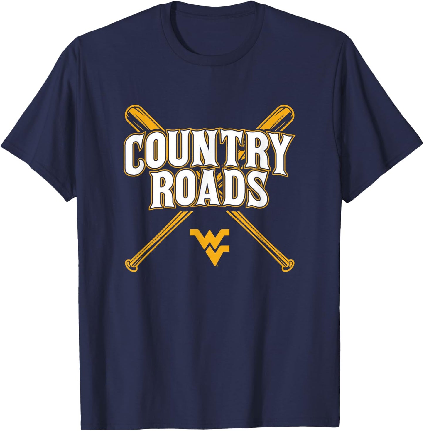 Country Roads - West Virginia Mountaineers Baseball T-Shirt - T-Shirt | Navy