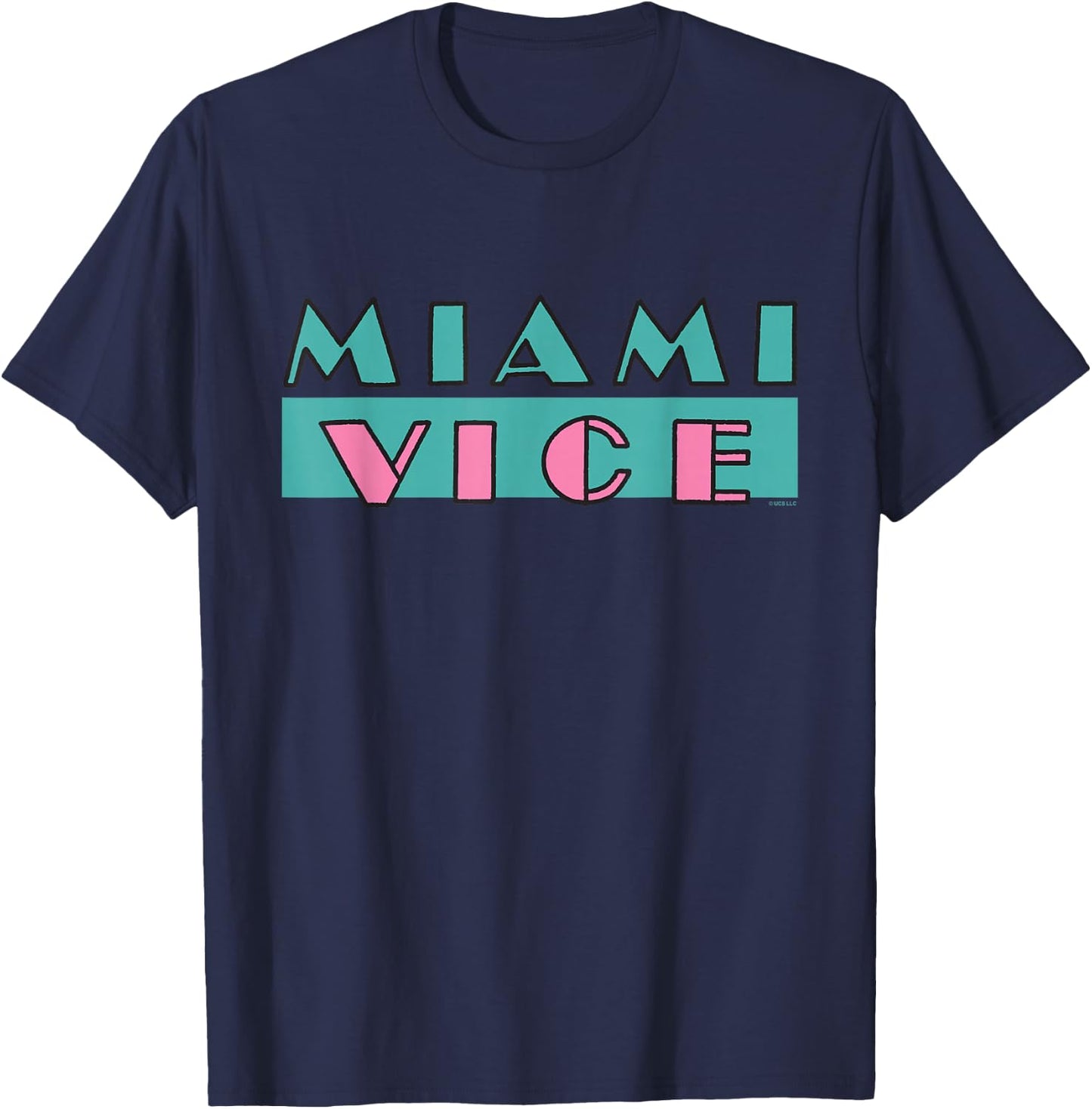 Miami Vice Neon Block Logo T-Shirt - T-Shirt | Navy