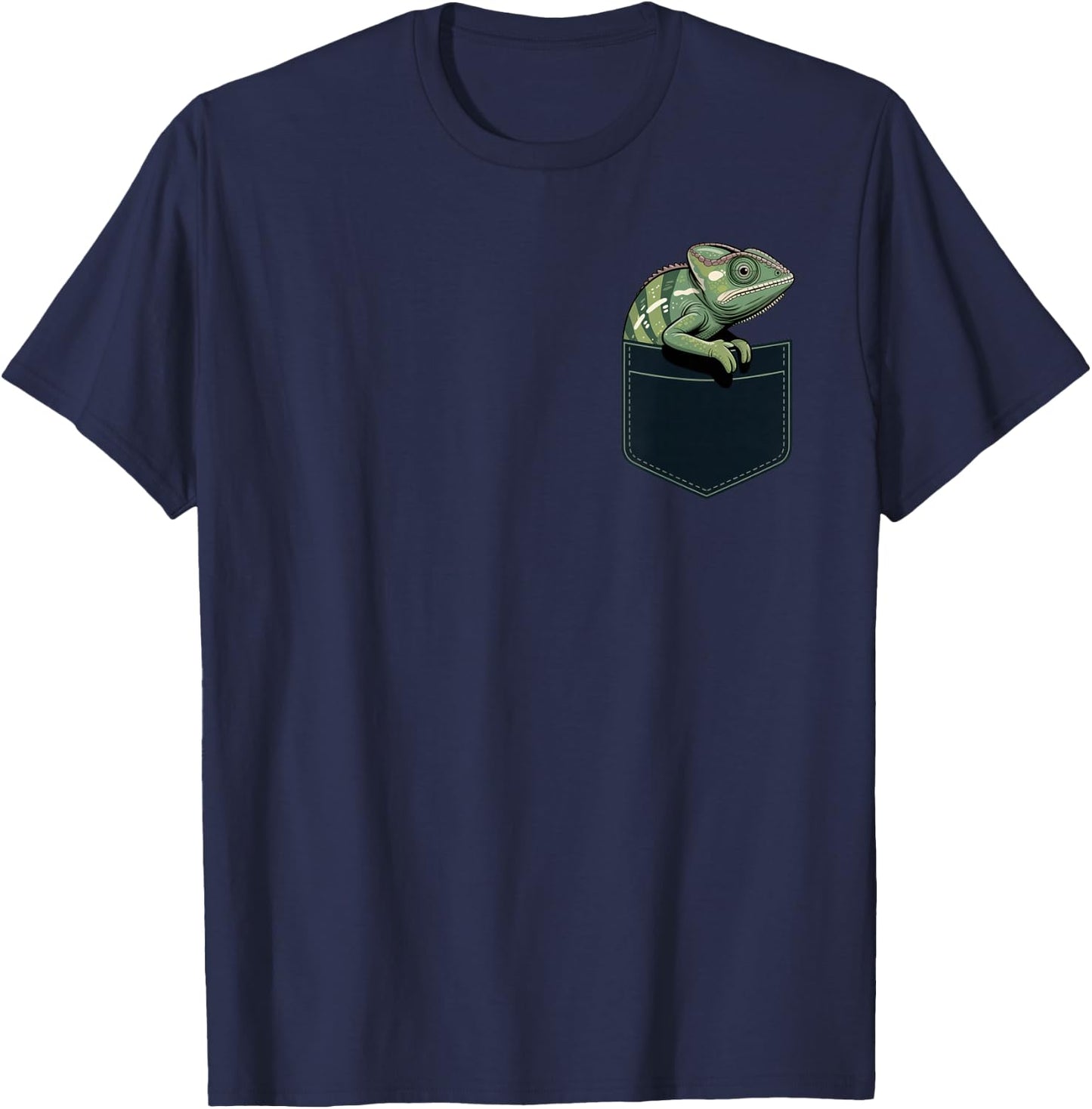 Pocket Chameleon Animal Lover Funny Chill Summer T-Shirt - T-Shirt | Navy