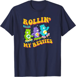 Care Bears Rollin' With My Besties Vintage Skating Trio T-Shirt - T-Shirt | Navy