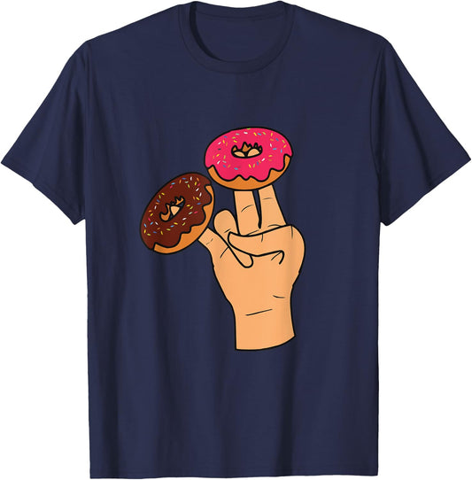 Cool Donuts Cartoon Illustration Novelty Graphic Designs T-Shirt - T-Shirt | Navy
