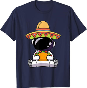 Astronaut Eating Tacos Funny Cinco De Mayo Space Mexican T-Shirt - T-Shirt | Navy