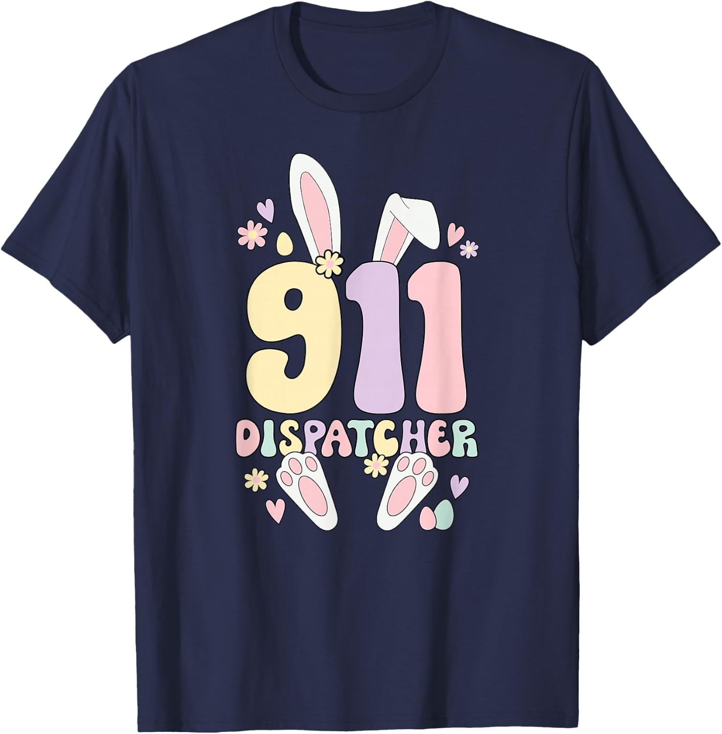 911 Dispatcher Easter Bunny 911 Operator Easter Day T-Shirt - T-Shirt | Navy