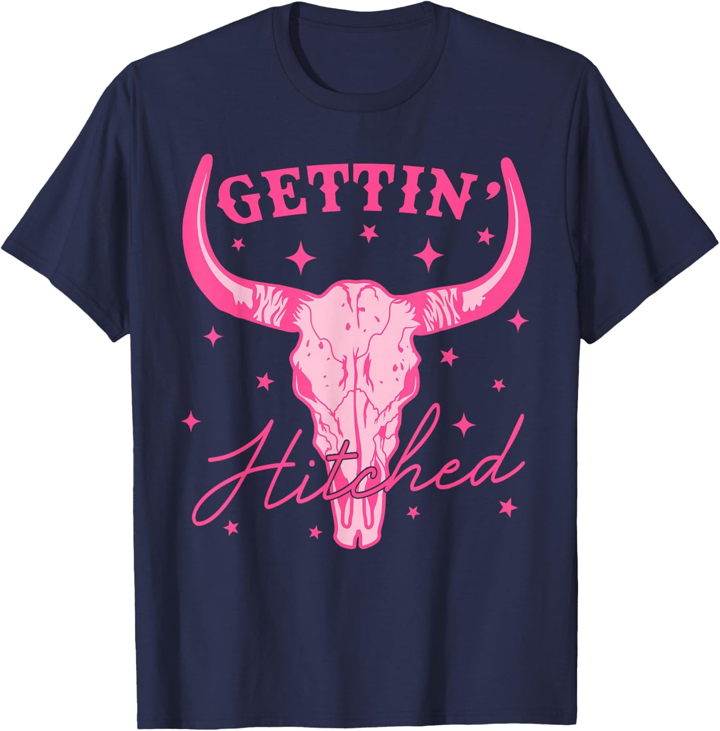 Getting Hitched Bride Western Cowgirl Bachelorette Party T-Shirt - T-Shirt | Navy