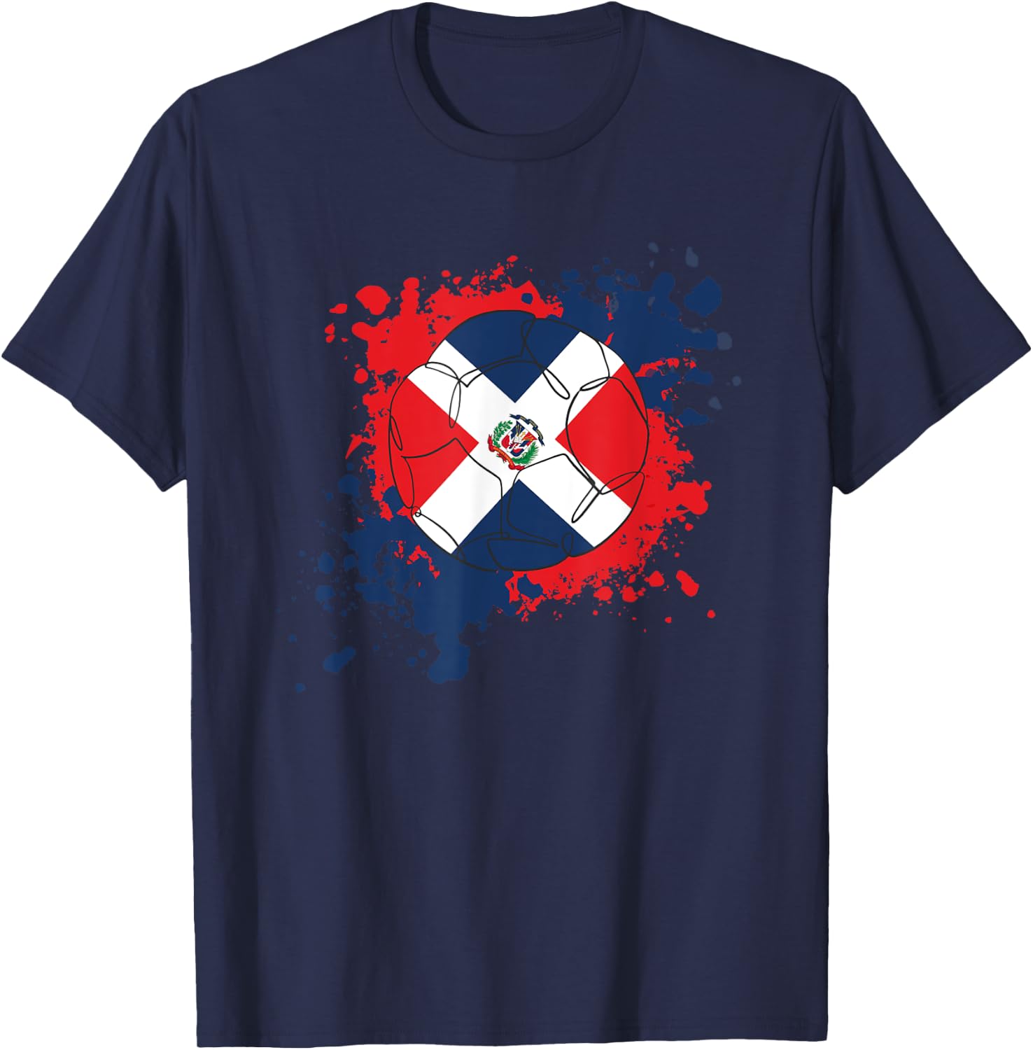Soccer Ball With The Flag Of Dominican Republic T-Shirt - T-Shirt | Navy