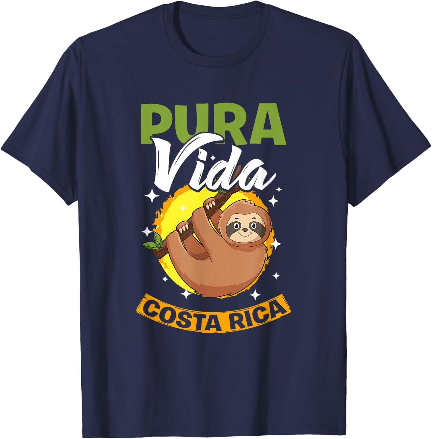 Beach Vacation Tropical Sloths Pura Vida Sloth Costa Rica T-Shirt - T-Shirt | Navy