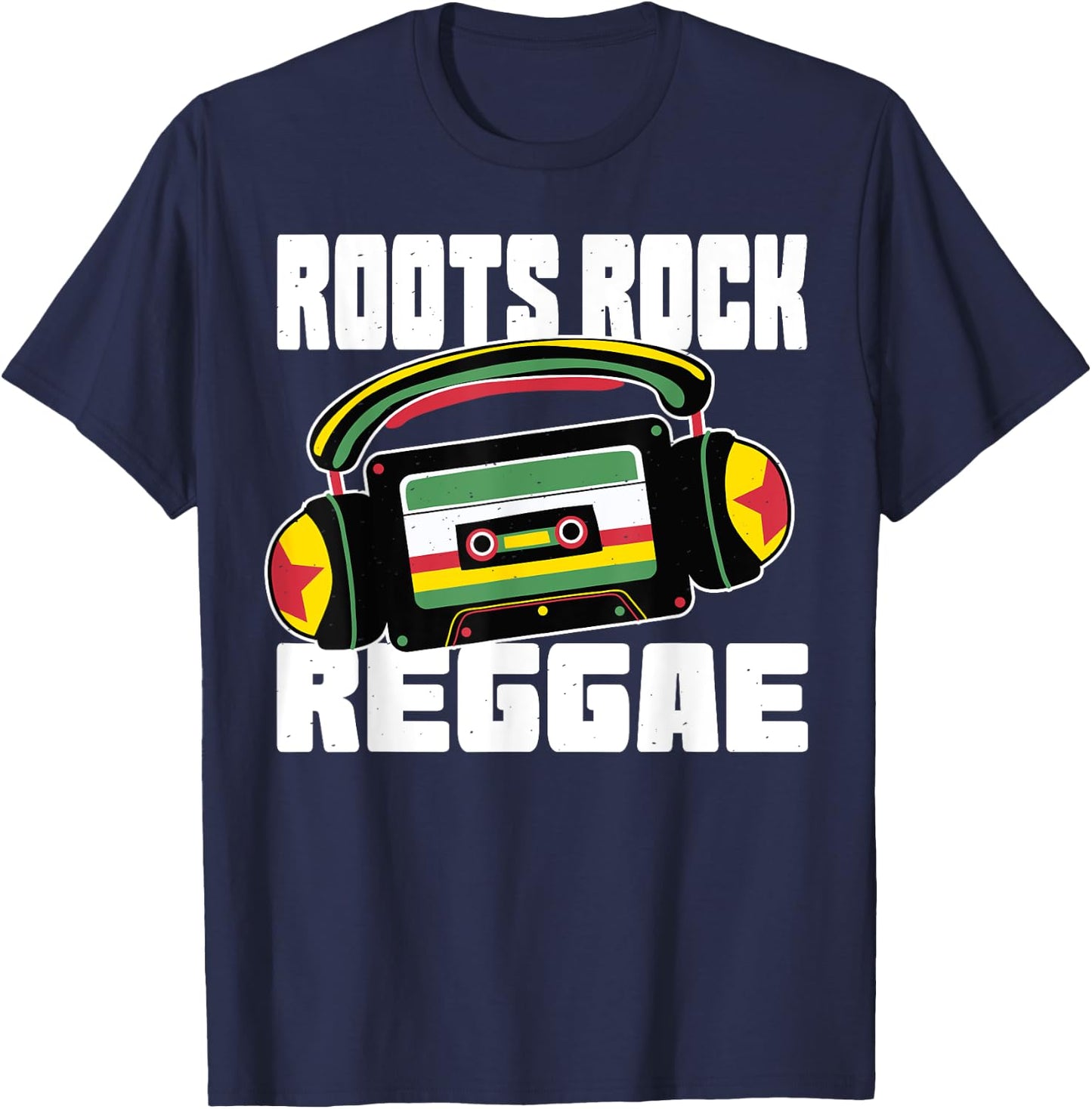 Roots Rock Reggae Music Jamaica Rasta Rastafari T-Shirt - T-Shirt | Navy