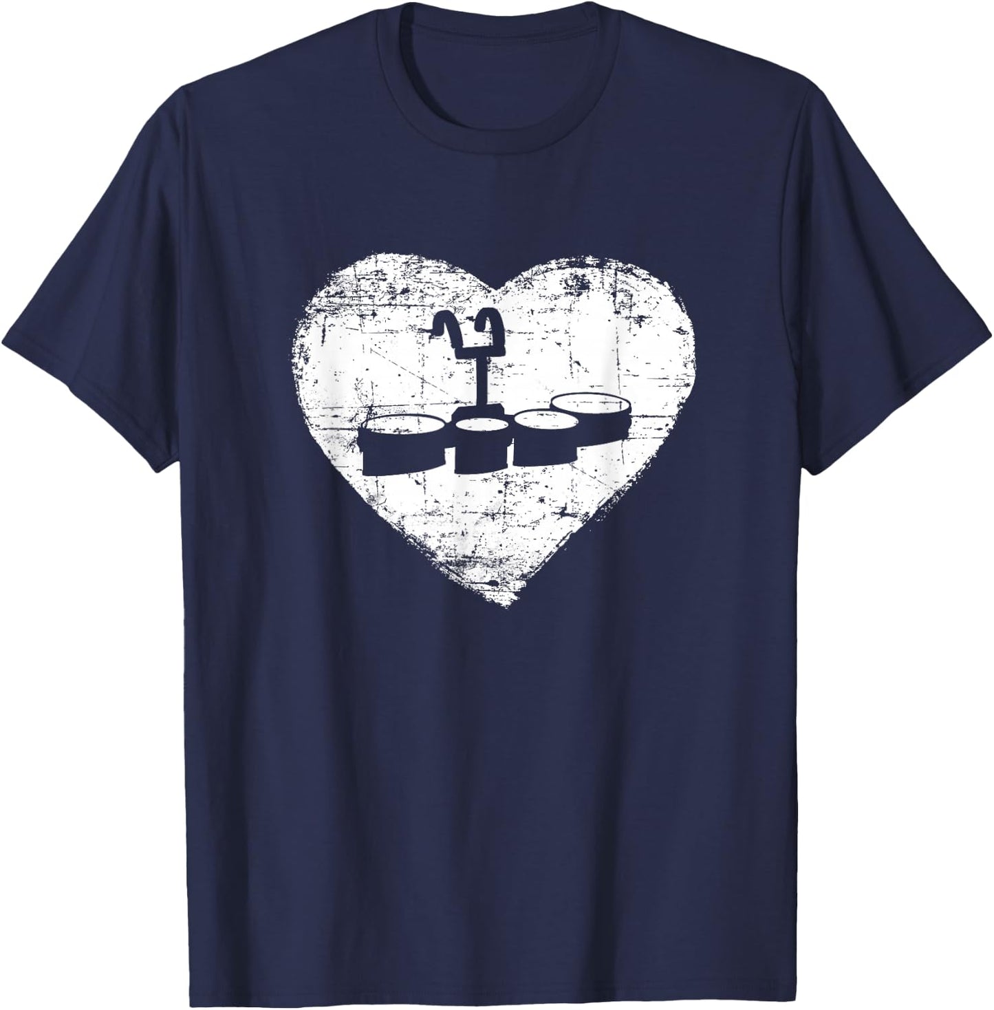 Marching Band Shirt | Love tenor drum quintet Heart T-Shirt - T-Shirt | Navy