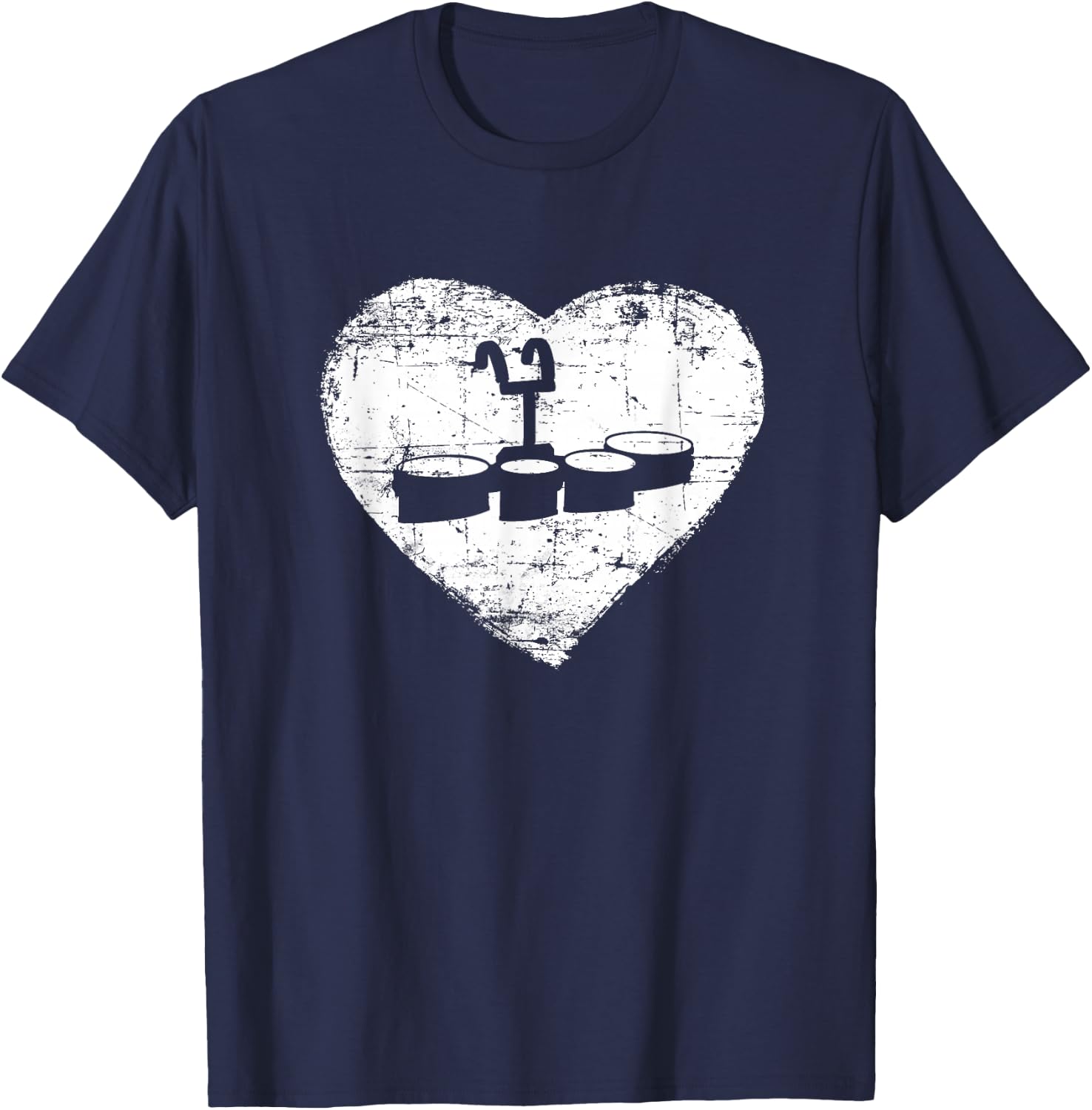 Marching Band Shirt | Love tenor drum quintet Heart T-Shirt - T-Shirt | Navy