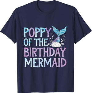 Poppy Of The Birthday Mermaid Family Matching Party Birthday T-Shirt - T-Shirt | Navy