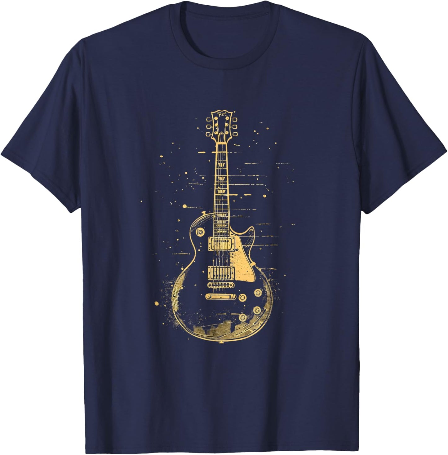 Classic Electric Guitar Vintage , Black, S T-Shirt - T-Shirt | Navy