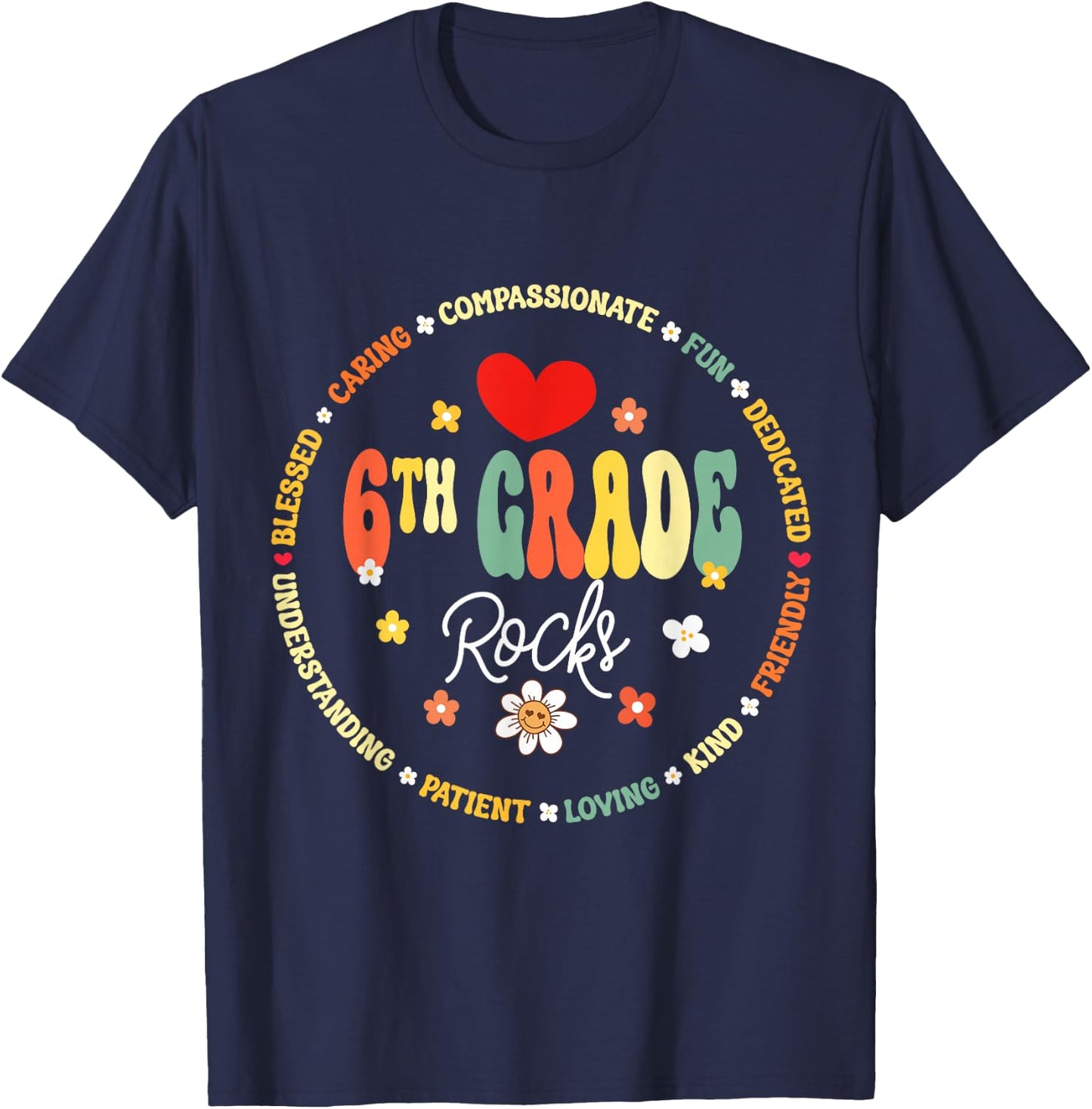 Sixth Grade Teacher Student Back To School 6th Grade Rocks T-Shirt - T-Shirt | Navy