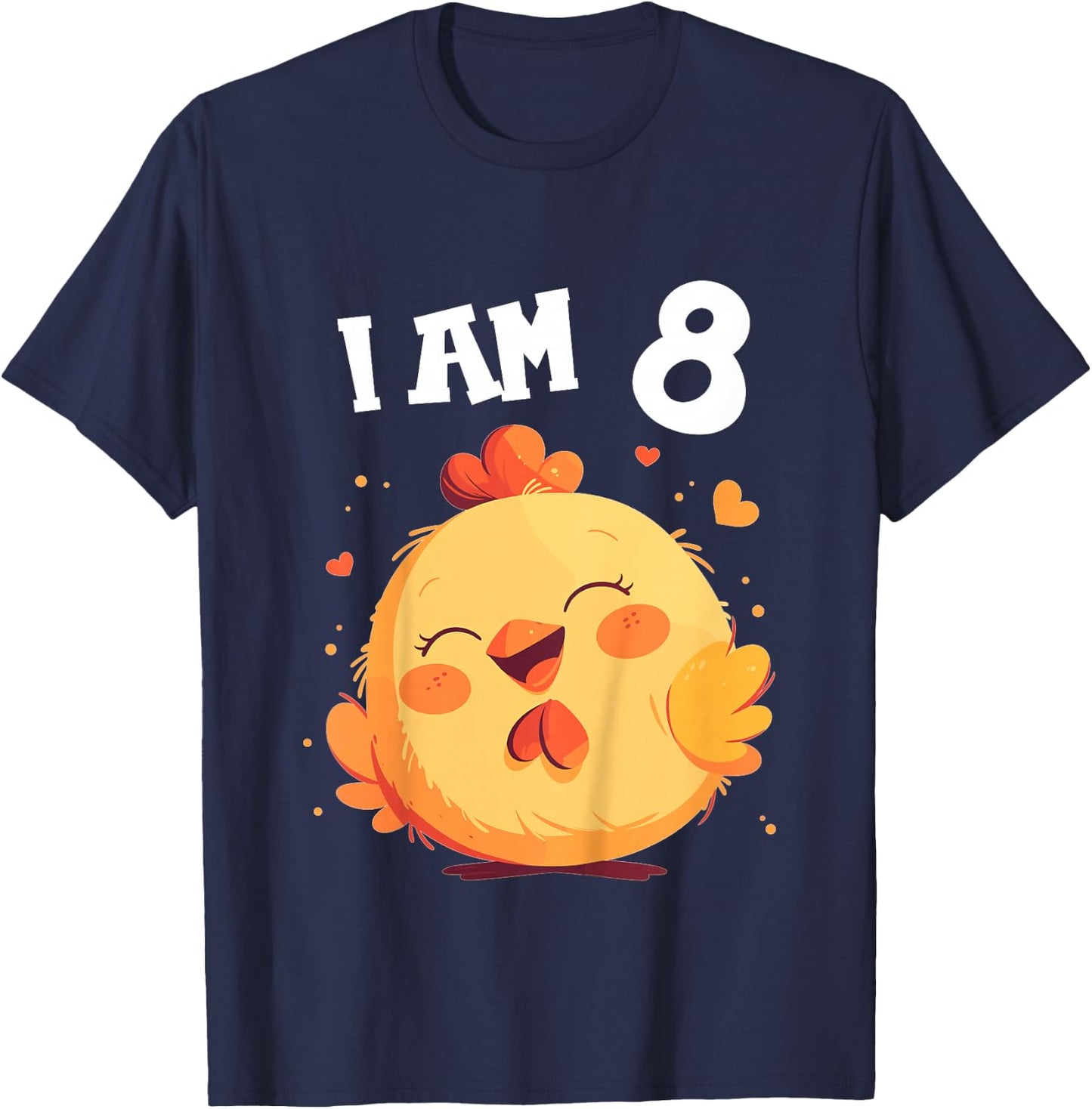 8 Years old 8 birthday Chickens Boy Girl Chicken T-Shirt - T-Shirt | Navy