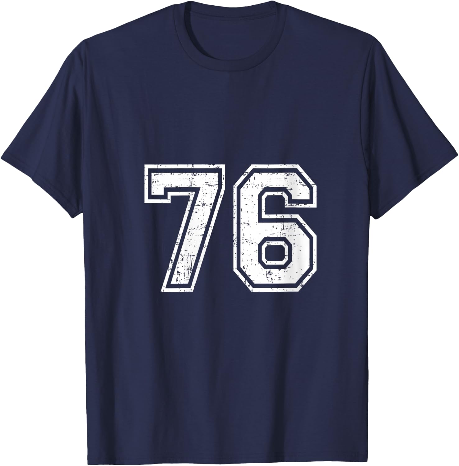 Women's 76 Number Seventy-Six Team Sports Grunge Varsity Matching V-Neck T-Shirt - T-Shirt | Navy