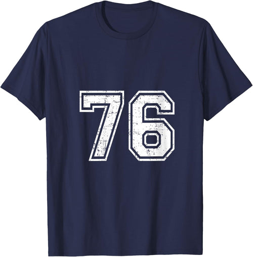 Women's 76 Number Seventy-Six Team Sports Grunge Varsity Matching V-Neck
