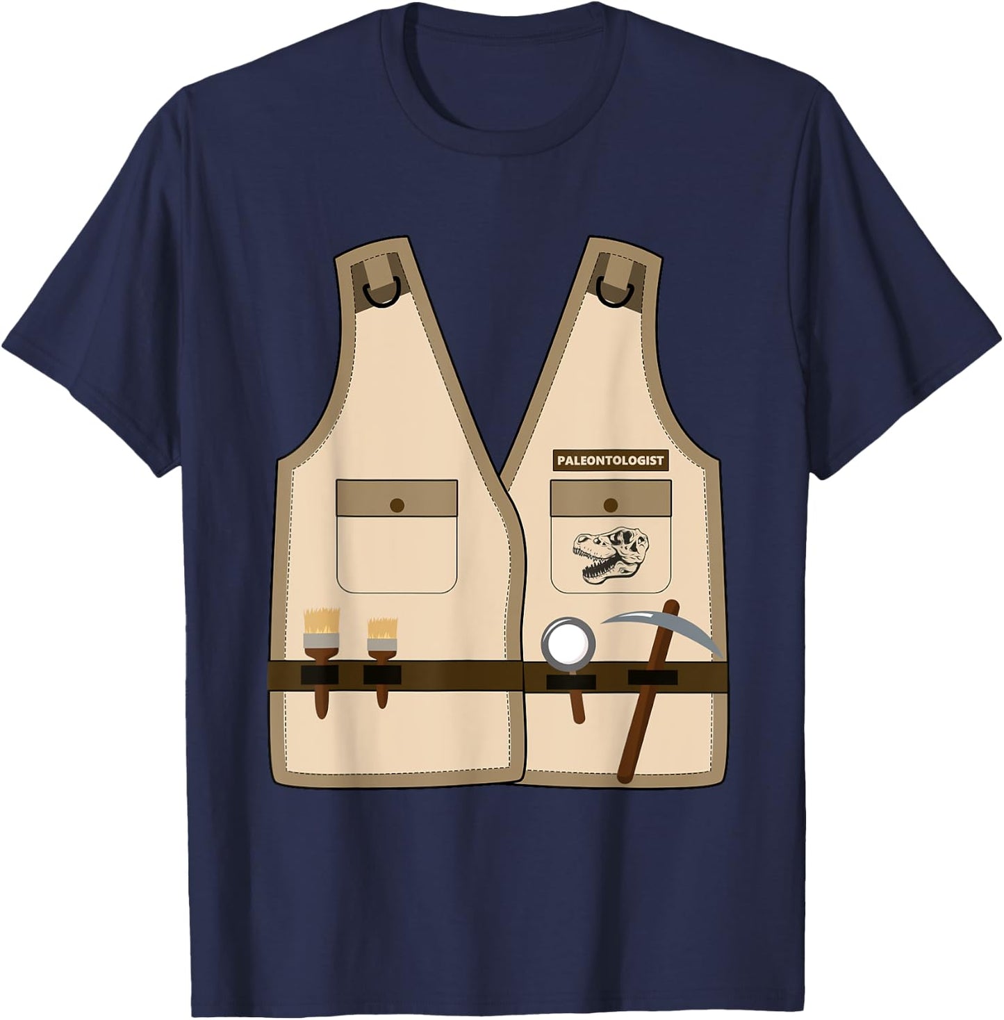 Adult Kids Halloween Paleontologist Dinosaur Hunter Costume T-Shirt - T-Shirt | Navy