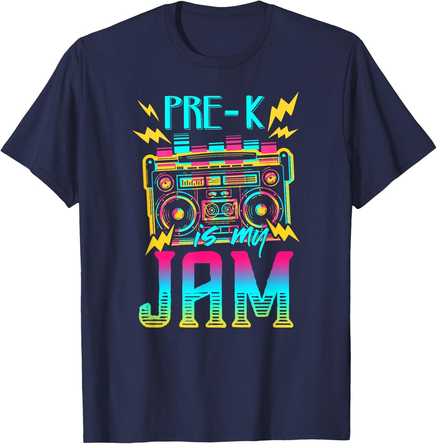 Pre-K Is My Jam-vintage 80s Teacher Student Preschool Women Girls Kids T-Shirt - T-Shirt | Navy