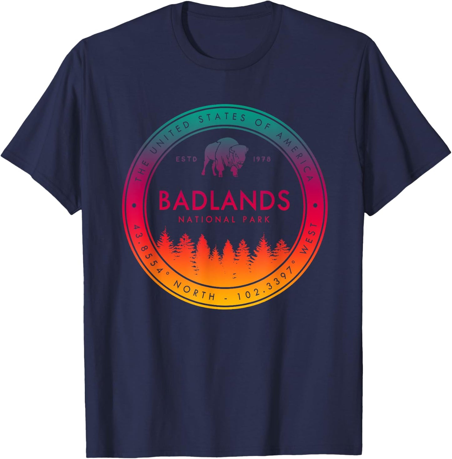 Badlands National Park T Shirt South Dakota Souvenirs T-Shirt - T-Shirt | Navy