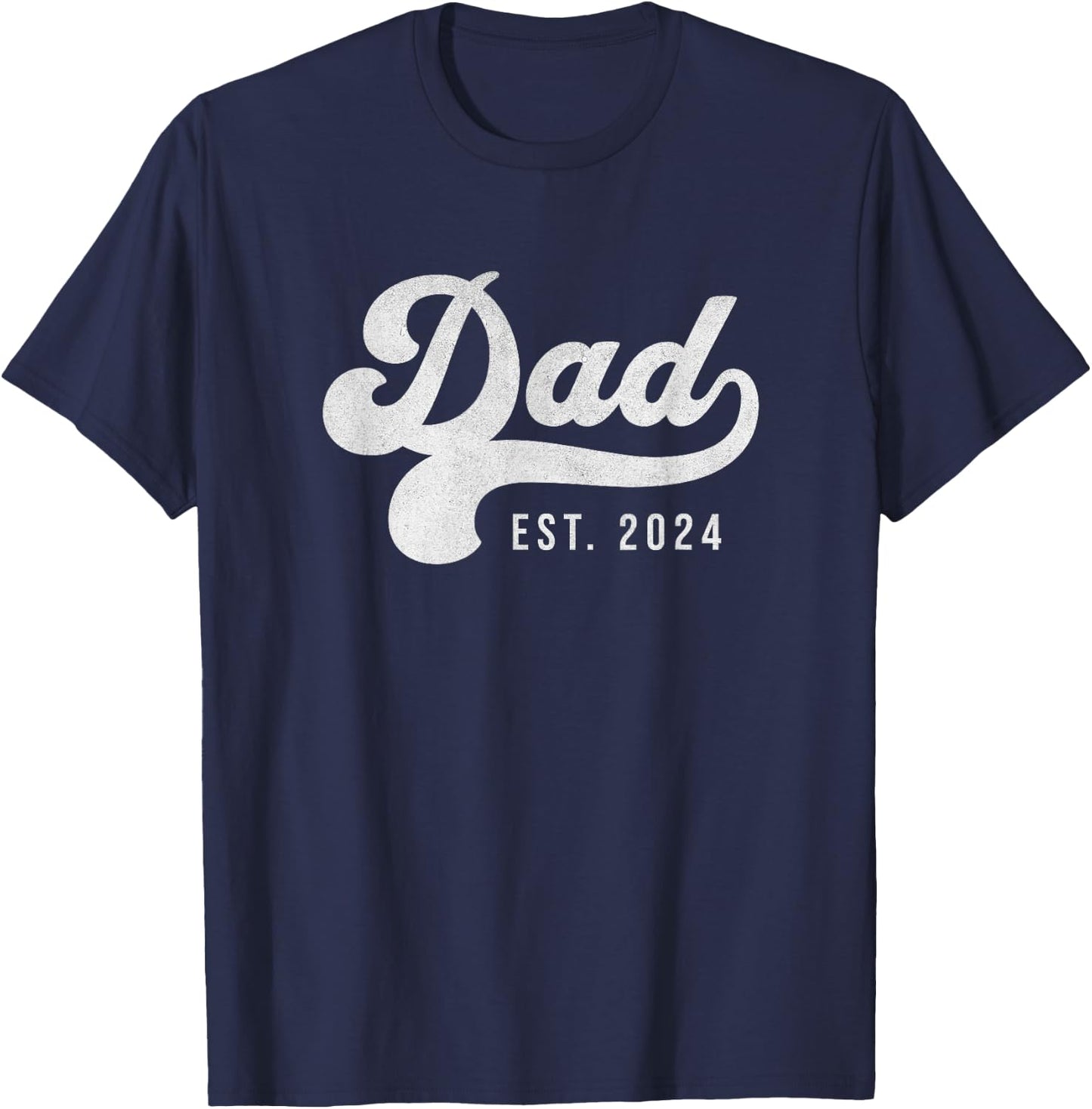 Dad Est 2024 New Dad Promoted To Dad Father's Day T-Shirt - T-Shirt | Navy