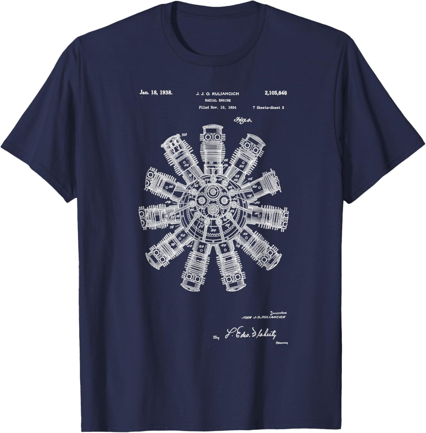 Aircraft Radial Engine T-Shirt - T-Shirt | Navy