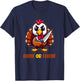 Funny Thanksgiving Turkey Fight or Flight Cool Turkey Day T-Shirt - T-Shirt | Navy