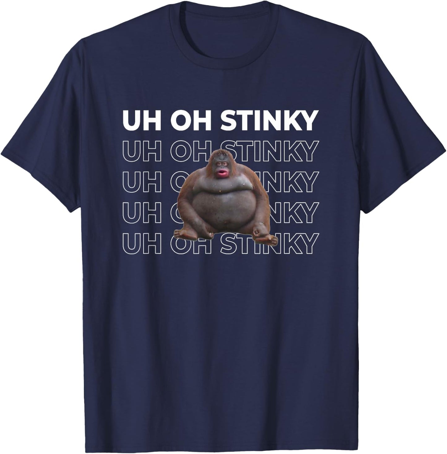 Uh Oh Stinky Meme Funny Le Monke T-Shirt - T-Shirt | Navy