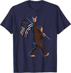 Police Fire First Responder Flag for Bigfoot Rock and Roll T-Shirt - T-Shirt | Navy