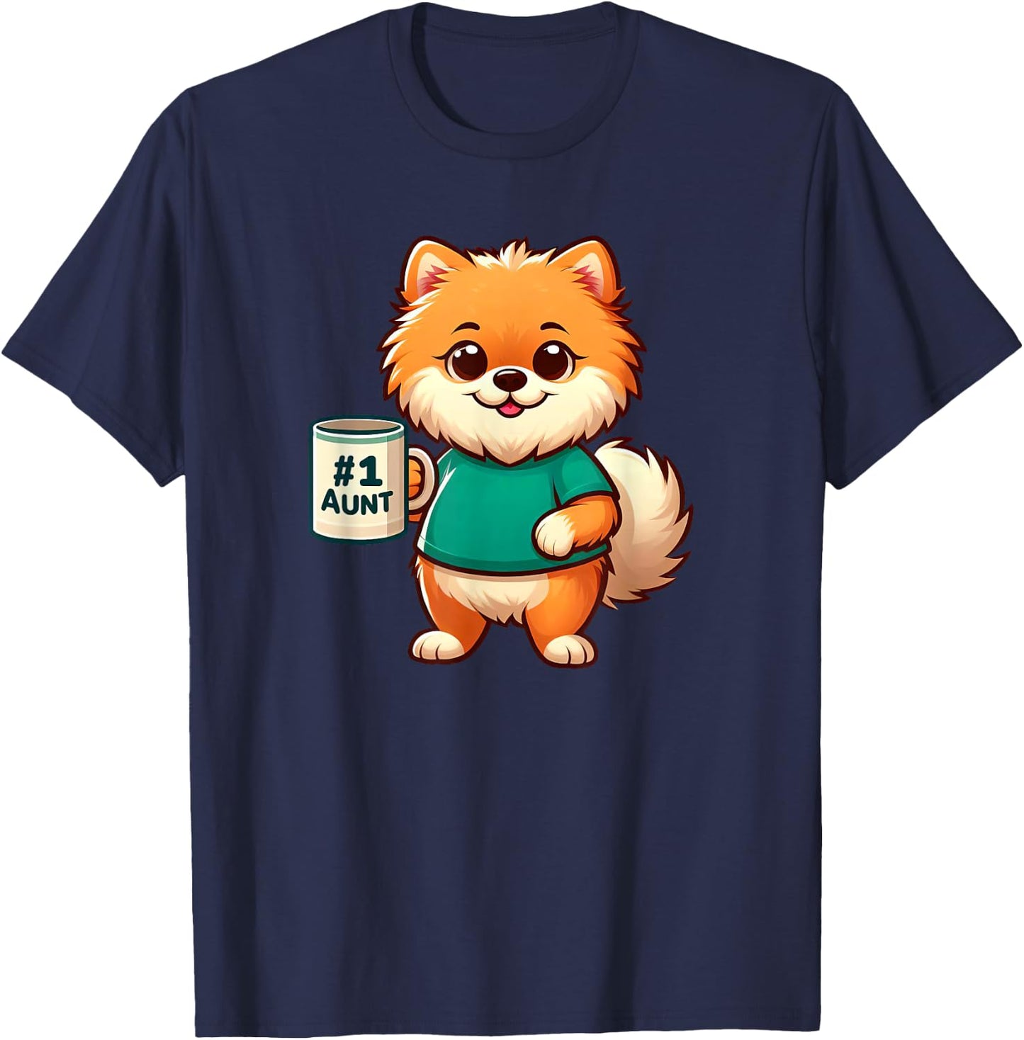 Poméranian Aunt Dog Funny Family T-Shirt - T-Shirt | Navy