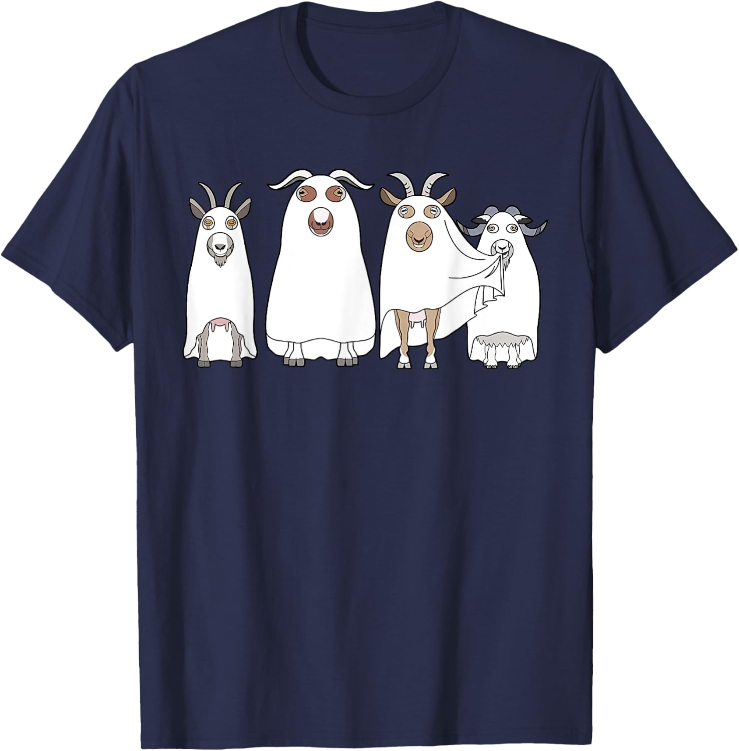 Goat Ghost Halloween Farmer Goat Lover Scary Spooky Season T-Shirt - T-Shirt | Navy