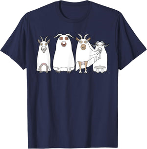 Goat Ghost Halloween Farmer Goat Lover Scary Spooky Season T-Shirt - T-Shirt | Navy