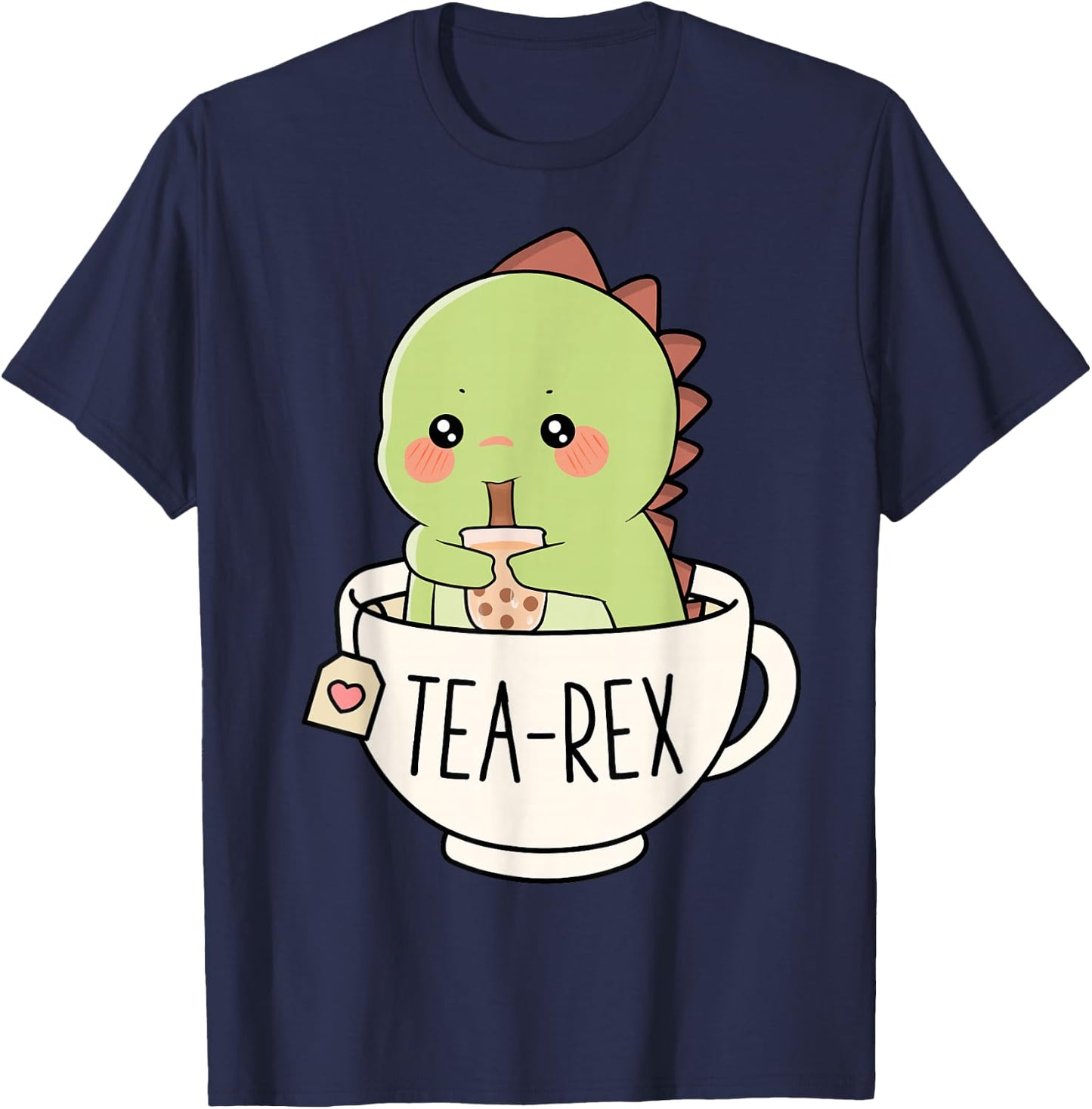 Boba Tea-Rex Süßer T-Rex Dinosaurier-Liebhaber Kawaii Lustiger Dino Pun T-Shirt - T-Shirt | Navy