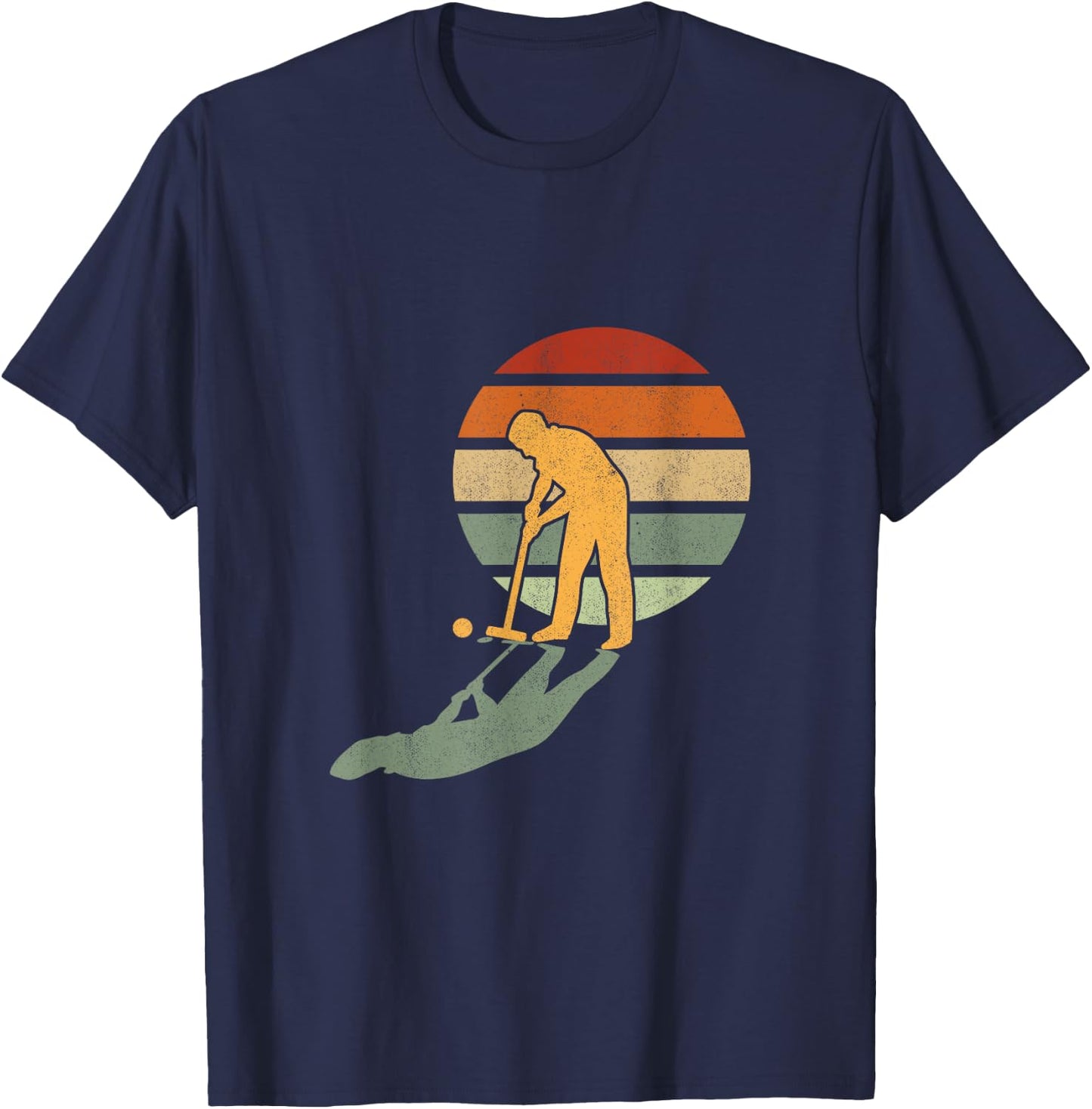 Men Retro Croquet Enthusiast Vintage Outdoor Game T-Shirt - T-Shirt | Navy