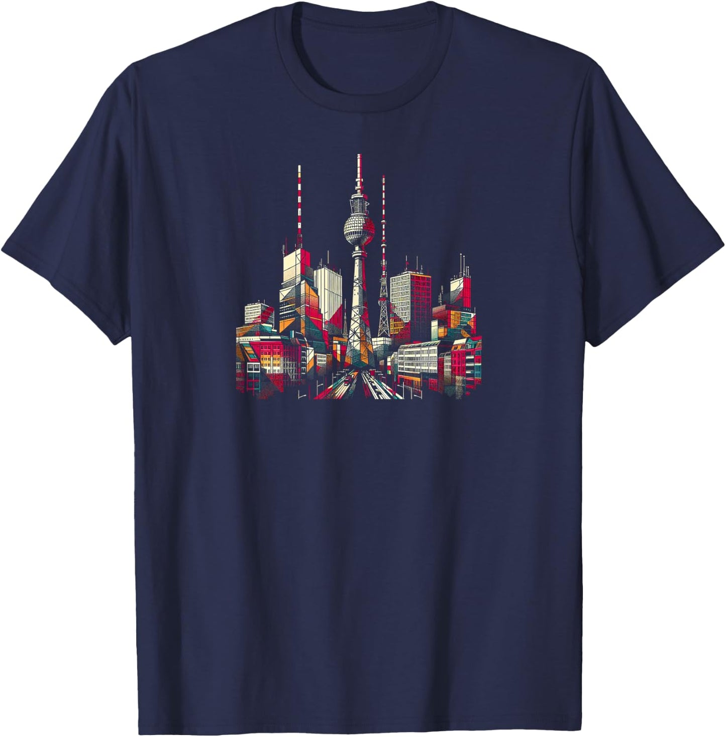 "Turm über Berlin", black T-Shirt - T-Shirt | Navy