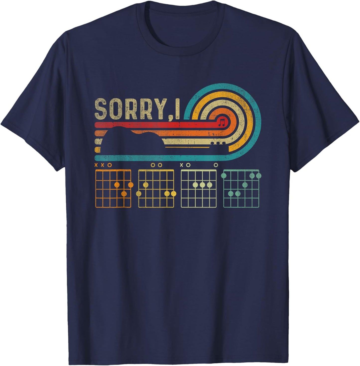 Sorry I-DGAF Hidden Message Guitar Chords Music Note Funny T-Shirt - T-Shirt | Navy