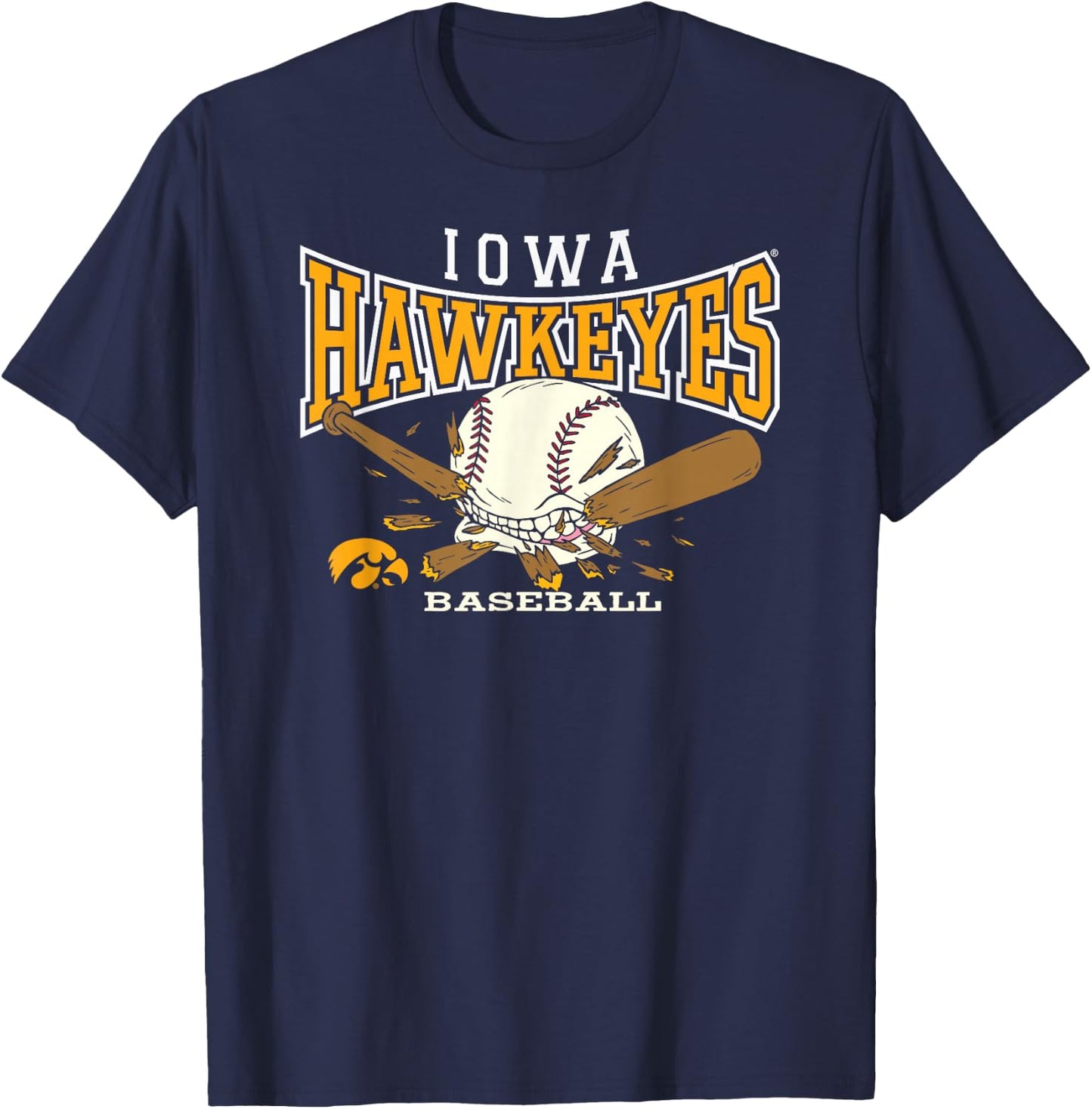 Iowa Hawkeyes Baseball Bite Black Officially Licensed T-Shirt - T-Shirt | Navy