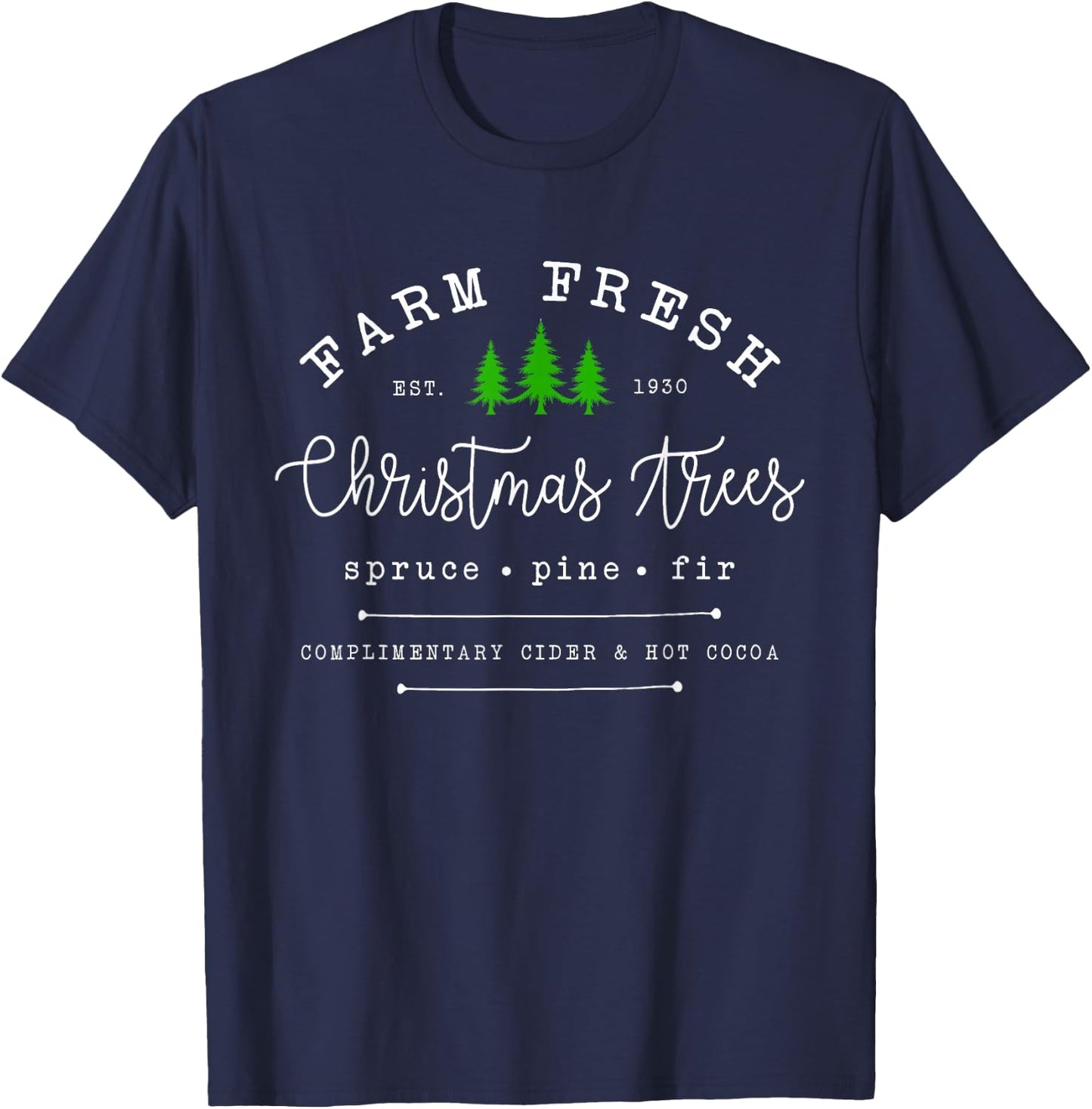 Farm Fresh Xmas Tree, Pine Retro Vintage Graphic Christmas T-Shirt - T-Shirt | Navy