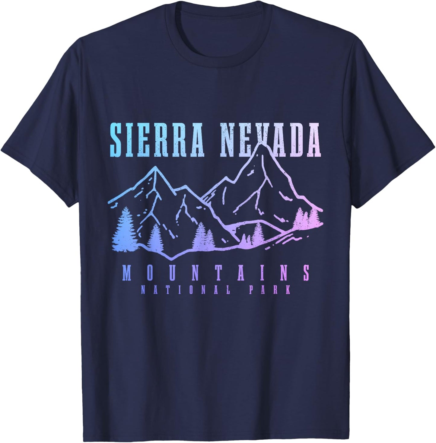 Sierra Nevada California Mountains Vintage Hiking Nature T-Shirt - T-Shirt | Navy
